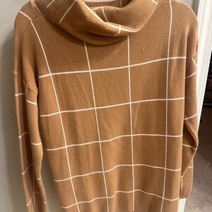 Cozy Tan Grid Sweater
